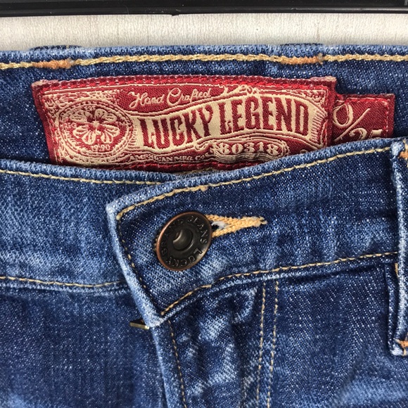 🔴 Lucky Brand High Rise Denim Cutoff Shorts | Size 25 | Distressed Hem - Picture 3 of 5